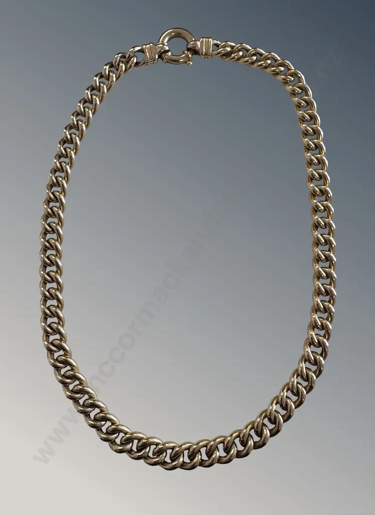 9ct Gold Curb Link Necklace L44cm, TW45.51gms Image 1++