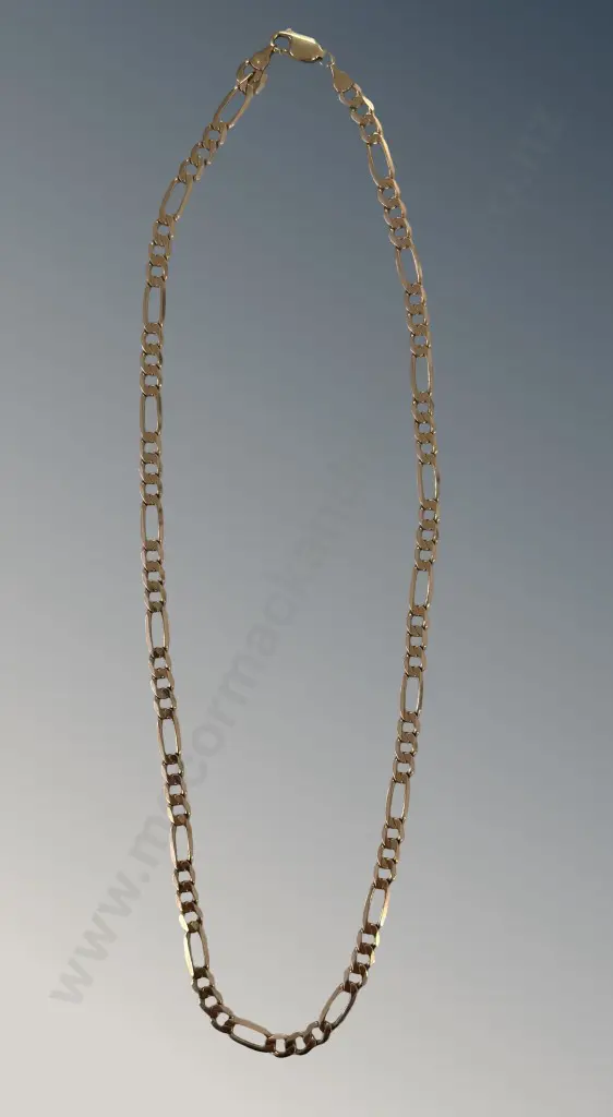 9ct Gold Figaro Link Chain, L51cm, TW17.19gms Image 1++