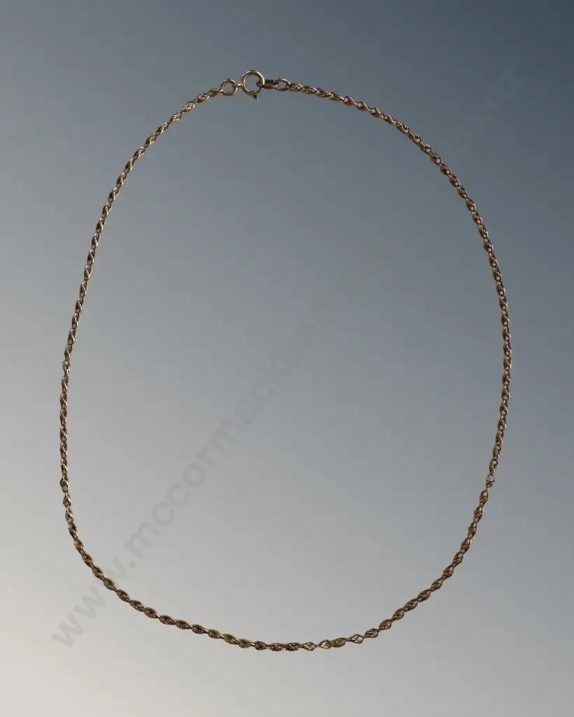 15ct Gold Rope Chain with 9ct Clasp, L38cm, TW5.49gms Image 1++