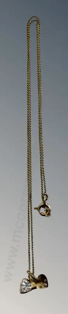 18ct Gold Chain with Two Heart Pendants L42cm, TW2.19gms Image 1++