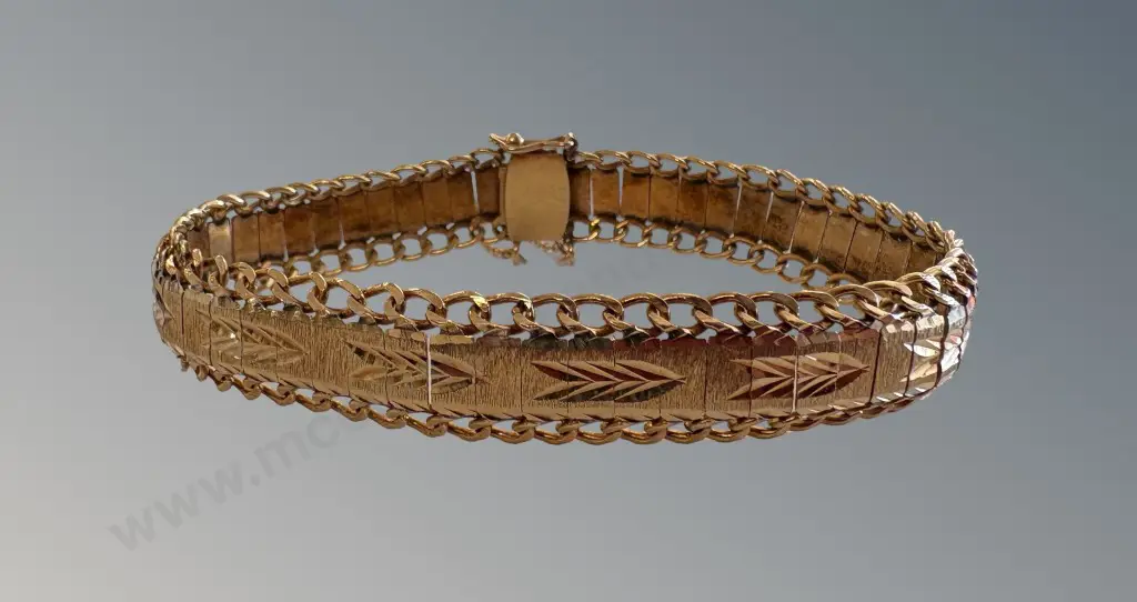 9ct Gold Articulated Bracelet, L18cm, TW17.17gms Image 1++