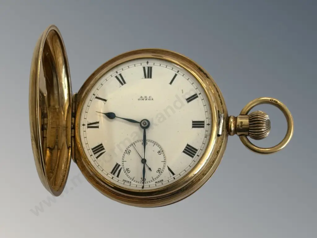 18ct Gold Omega Hunter TW112.69gms Image 1++