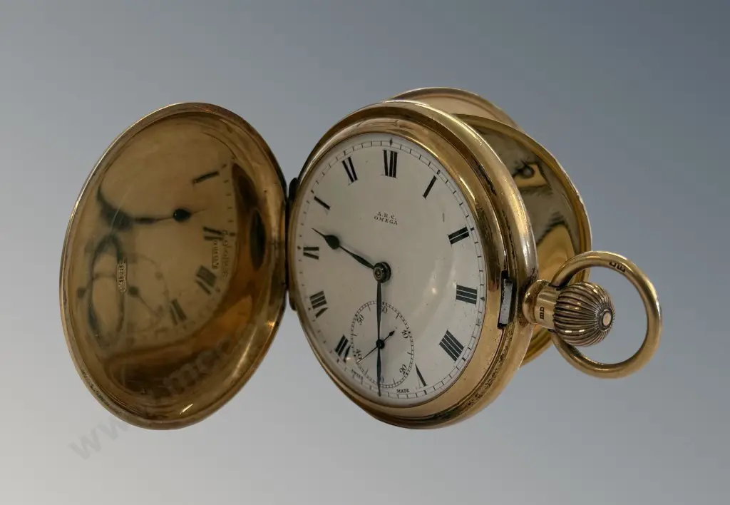 18ct Gold Omega Hunter TW112.69gms Image 1++