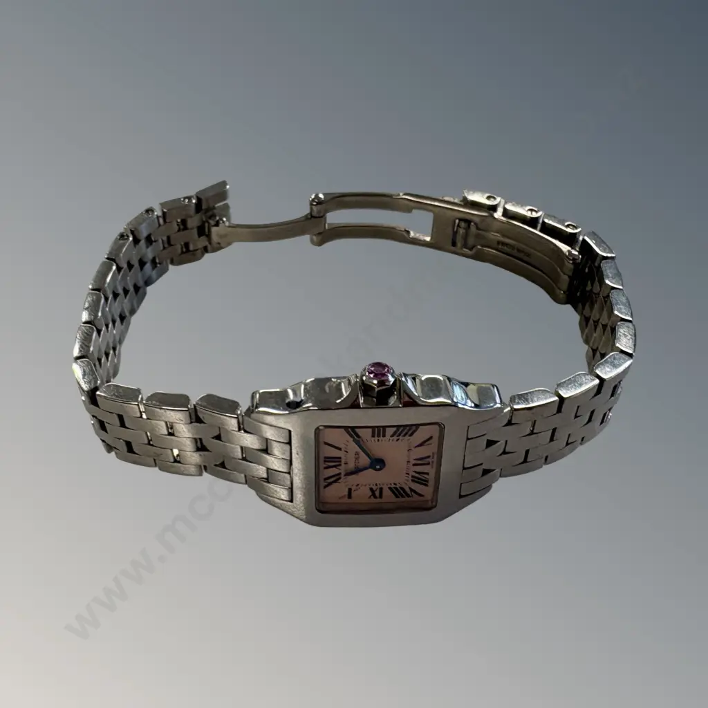 Cartier Santos Demoiselle Stainless Steel Ladies Wrist Watch, Model Number 2698 with Certificate of Authenticity Image 1++