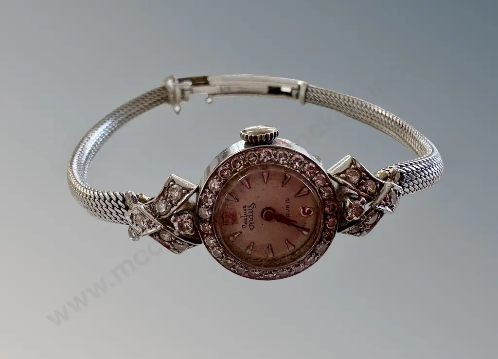 14ct White Gold and Diamond Ladies Indus De Luxe Wrist Watch TW18.38gms Image 1++