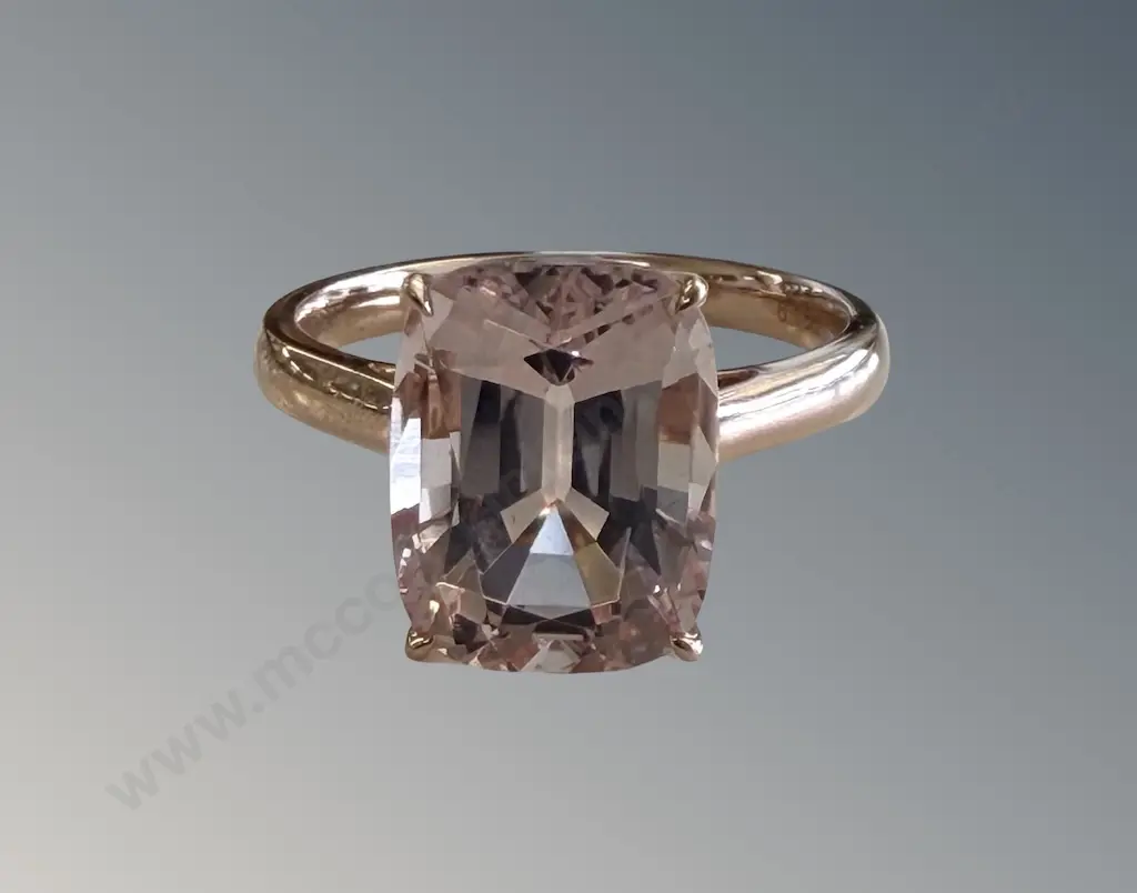 18ct Rose Gold Morganite Ring, Morganite 6.18ct, Size P, TW5.013gms Image 1++