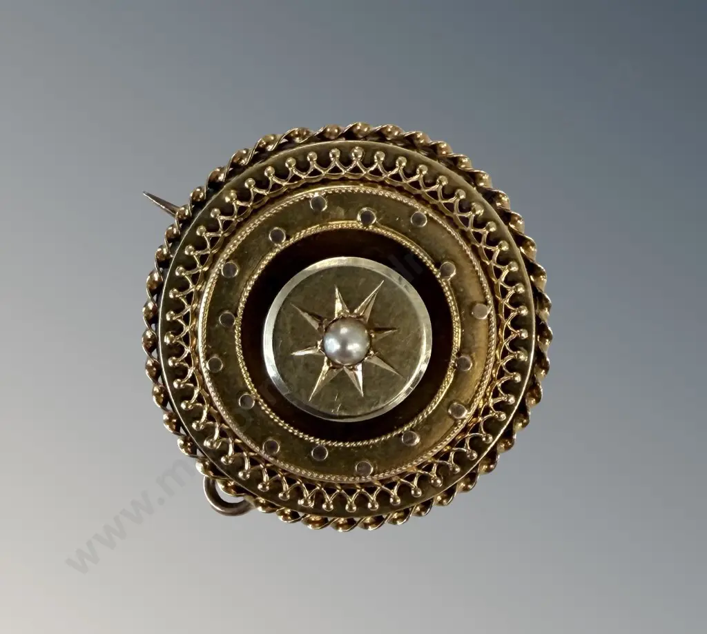 15ct Gold Seed Pearl Starburst Brooch TW8.76gms Image 1++
