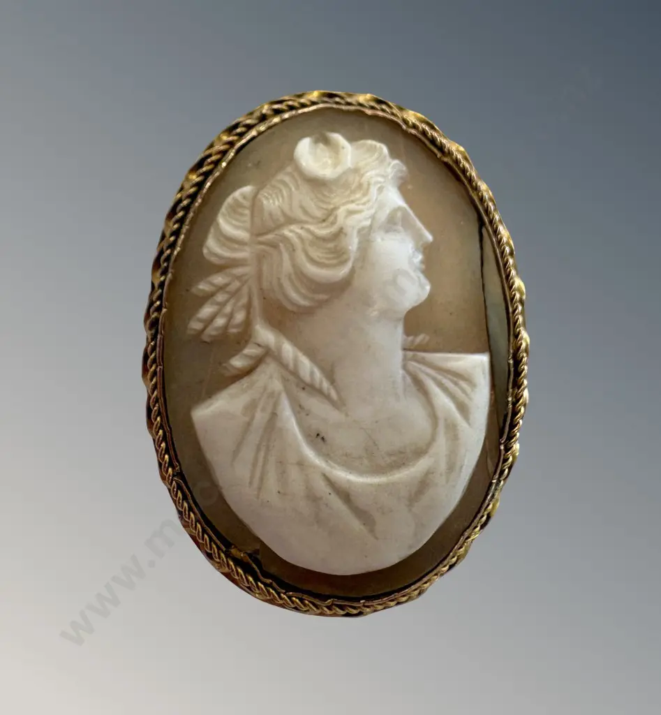 9ct Gold Mounted Cameo, AF, L5cm, TW11.47gms Image 1++