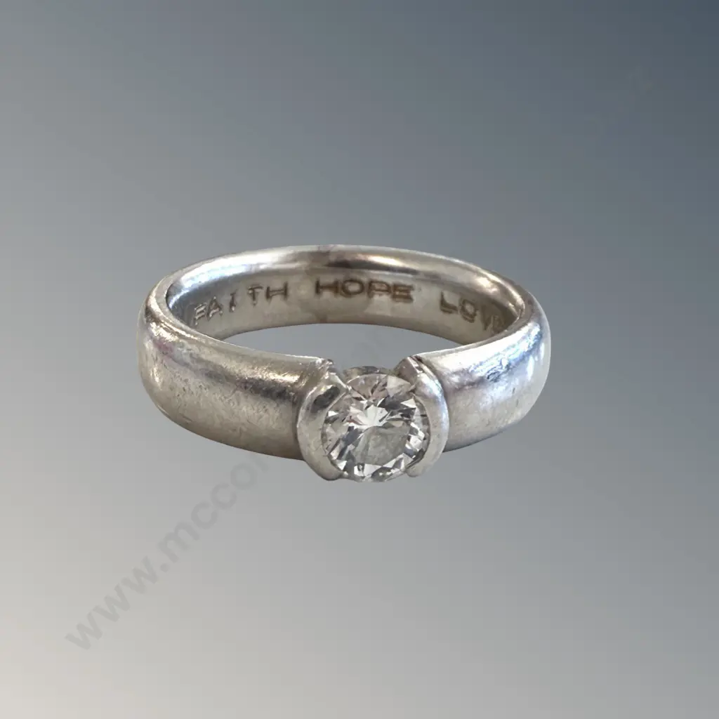 Platinum Diamond Solitaire Ring, TDW.41ct, Size M, TW10.6gms Image 1++