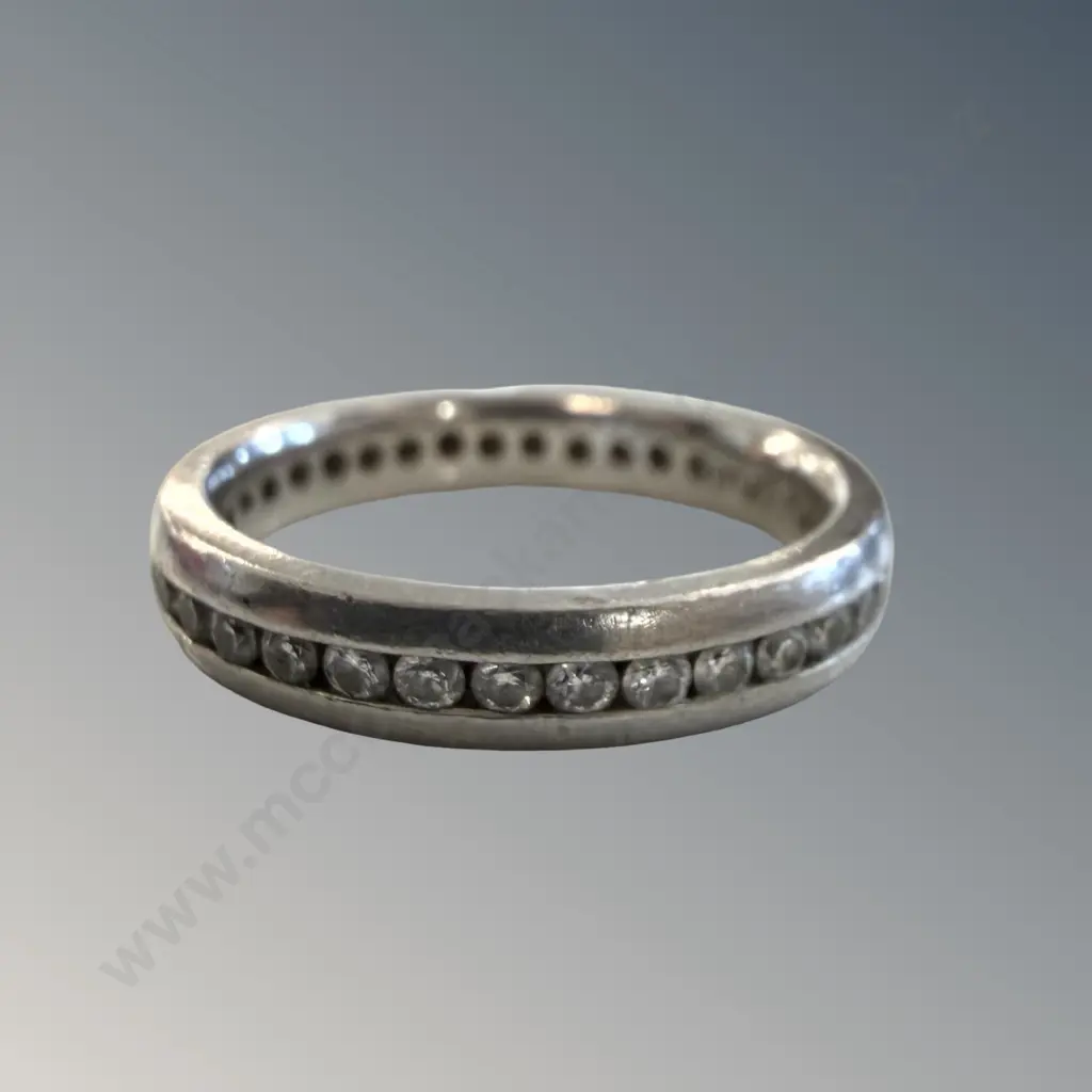 Diamond and Platinum Wedder Ring, Diamond TDW.51ct, Size J, TW5.3gms Image 1++