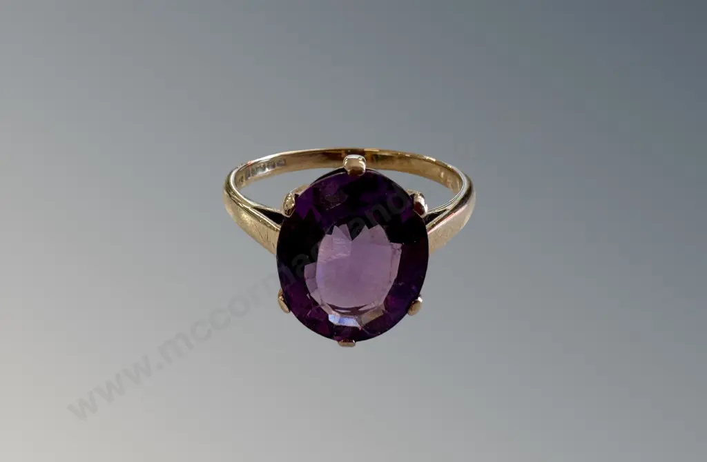 9ct Gold Amethyst Dress Ring, Size O, TW2.67gms Image 1++