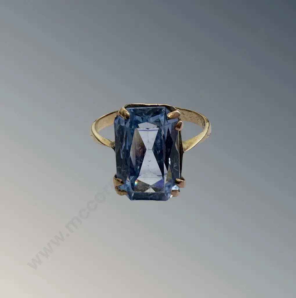 9ct Gold Blue Topaz Ring, Size I, TW2.47gms Image 1++