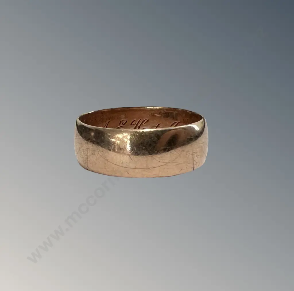 9ct Gold Band, Size R 1/2, TW4.5gms Image 1++