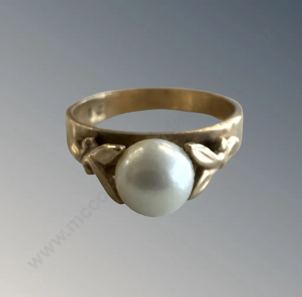 9ct Yellow Gold Pearl Ring, Size L1/2, TW2.74gms Image 1++