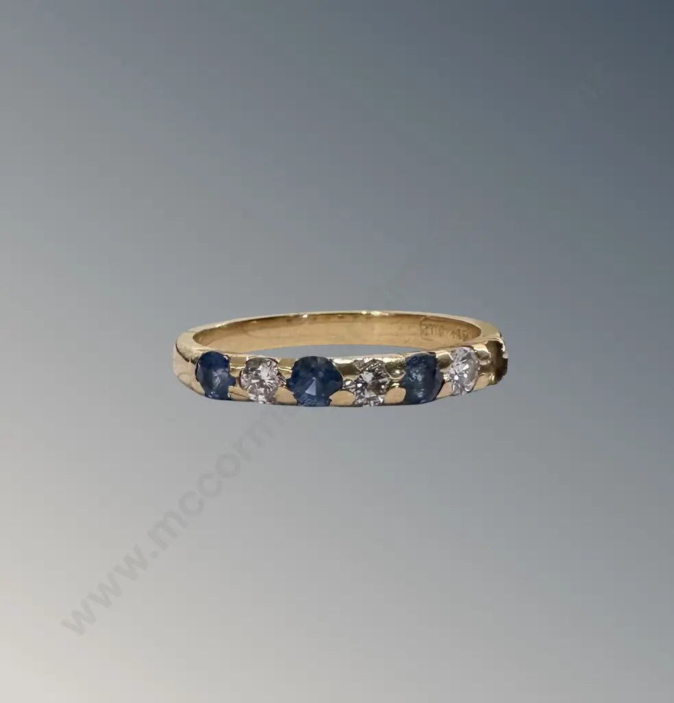 18ct Gold Sapphire and Diamond Bridge Ring, Size M, TW2.7gms Image 1++