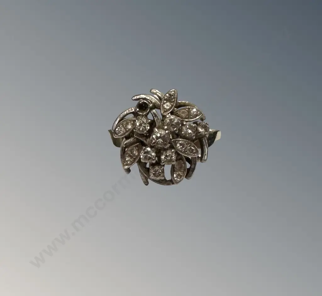 14ct Gold Diamond Cluster Ring, Size O, TW6gms Image 1++