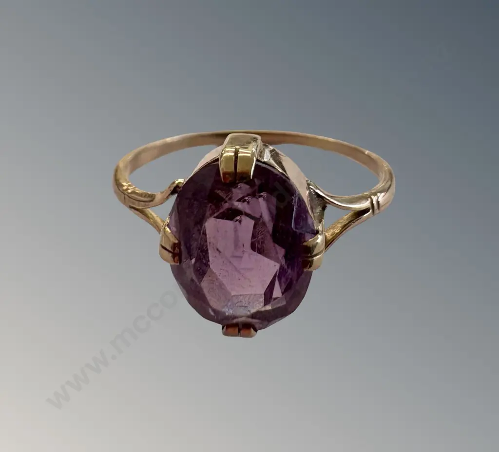 9ct Gold Amethyst Ring, Size V/W, TW2.82gms Image 1++