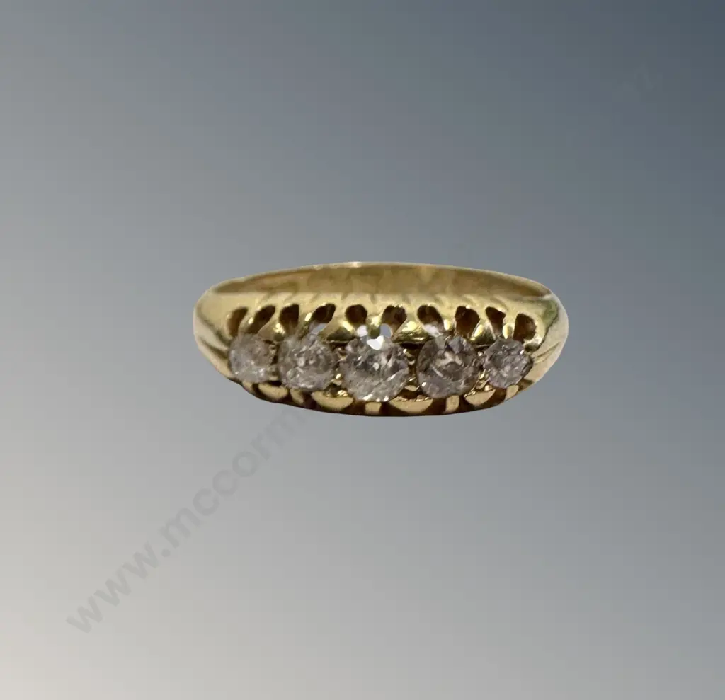 18ct Gold Channel Set Diamond Ring, Size L, TW2.29gms Image 1++