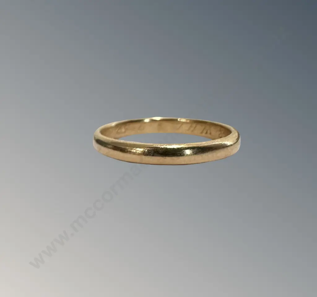 15ct Gold Band, Size I, TW1.84gms Image 1++