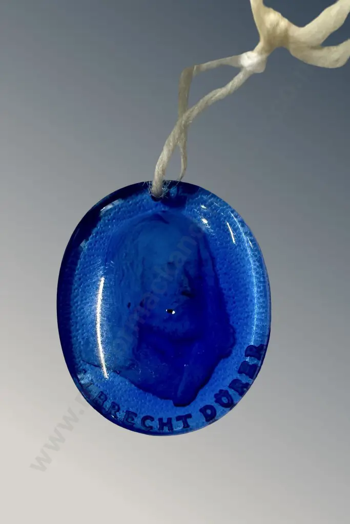 Blue Glass Intaglio Pendant - Albrecht Durer, Artist Image 1++