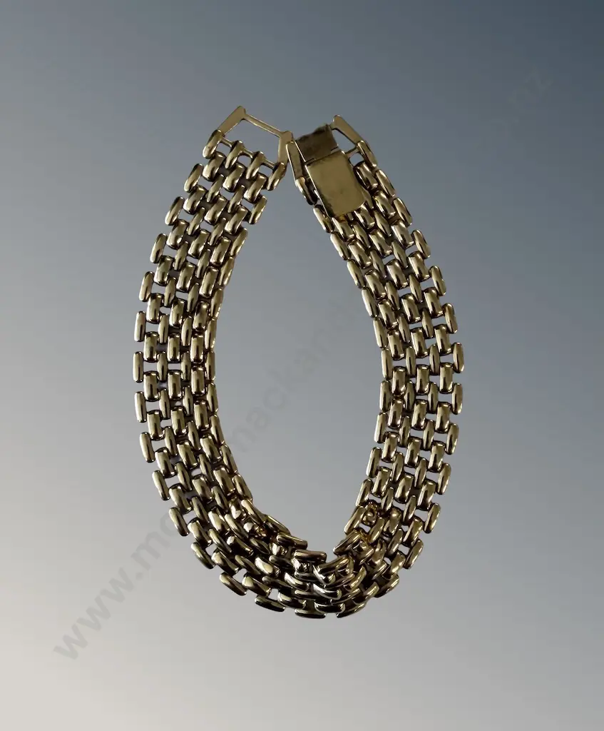 Gold Toned Flat Link Bracelet 20cm Image 1++