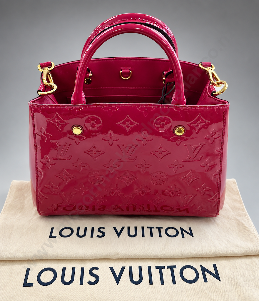 Louis Vuitton Handbag - Magenta Classic Embossed Monogram Pattern Vernis Montaigne BB Image 1++
