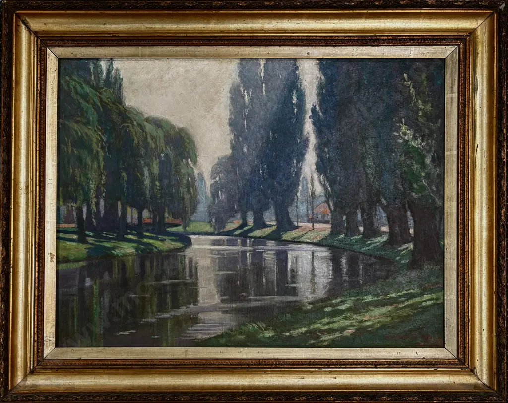 Jas Fitzgerald - Avon River, Christchurch, 1932, oil on canvas, 450x600mm Image 1++