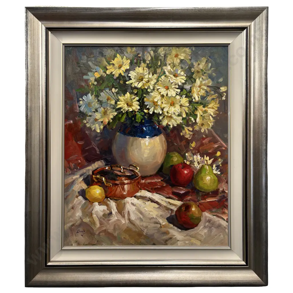 Ben Ho - Still Life with Yellow Daisies, oil on canvas, 595x490mm Image 1++