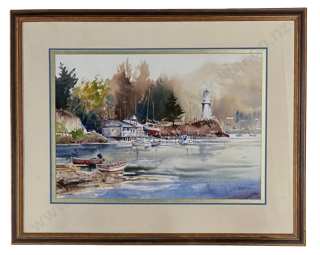 JK Reed - Summer Afternoon, Akaroa 2001, watercolour on paper, 400x570mm Image 1++
