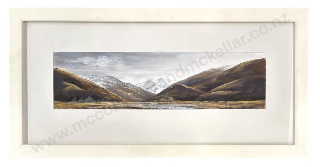 Leone Mason - Moody Landscape, watercolour and pastel on paper, 180x660mm Image 1++