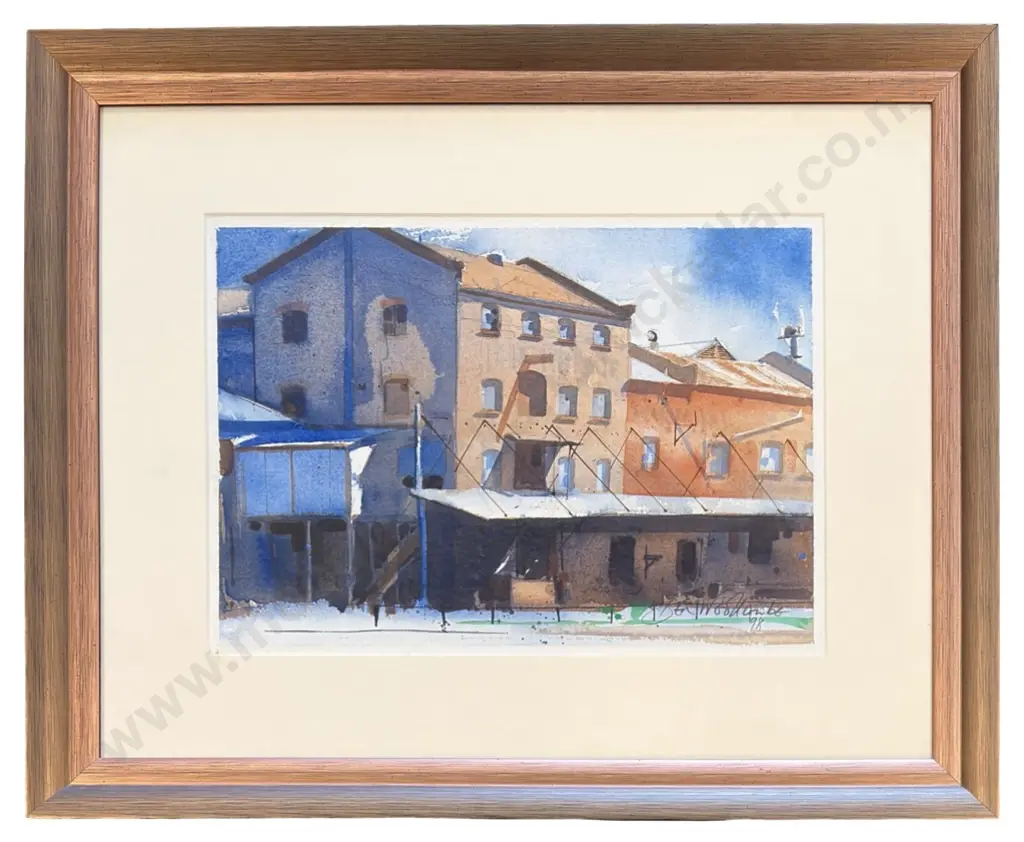 Ben Woollcombe - Old Timaru Flour Milling Building, 1998, watercolour on paper, 270x370mm Image 1++