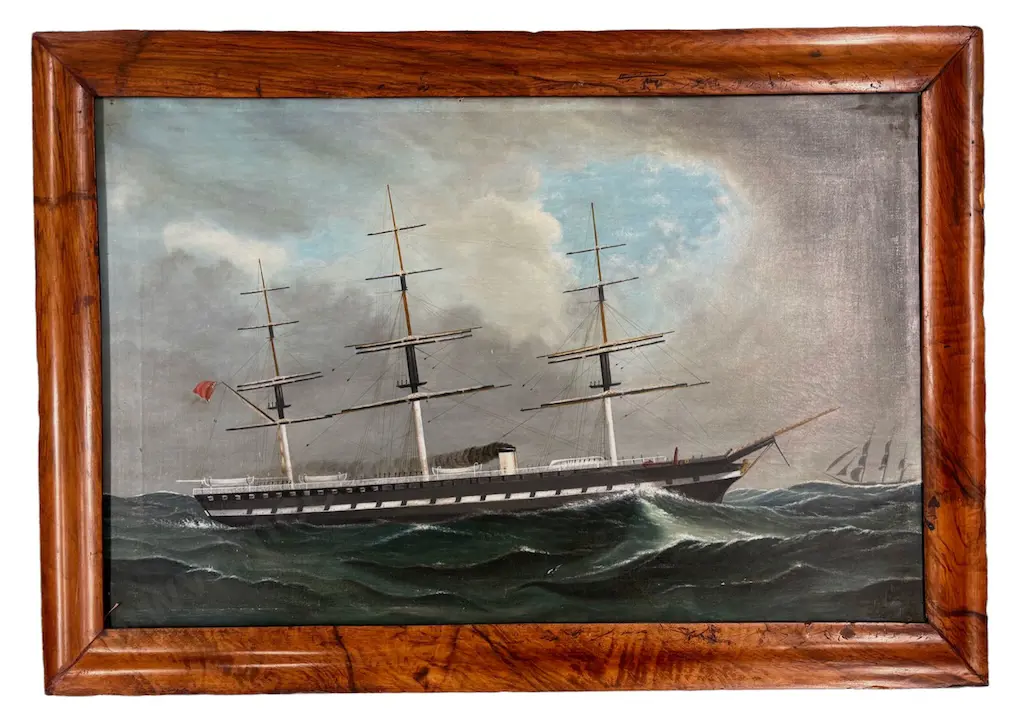 Signed Bottom Right - Early Sailing Ship, 1890, oil on canvas, 560x840mm Image 1++