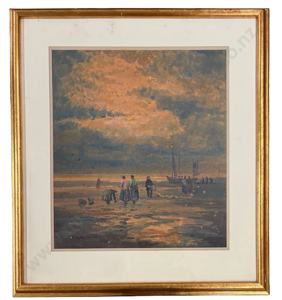 Blythe Fletcher - Fishing at Dawn, gouache on paper, 420x370mm Image 1++