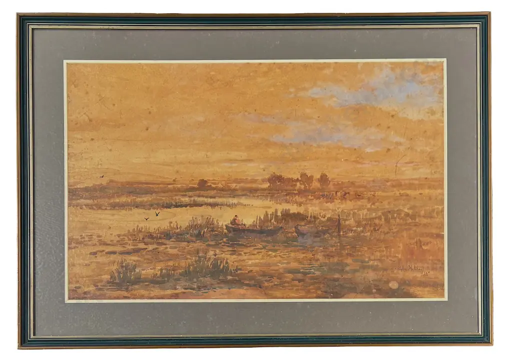 Blythe Fletcher - Figure in Marshlands, watercolour on paper, 460x740mm Image 1++