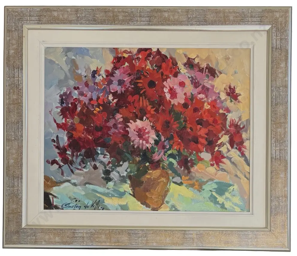 Gaston De Vel - Chrysanthemums No.3, oil on canvas, 390x490mm Image 1++