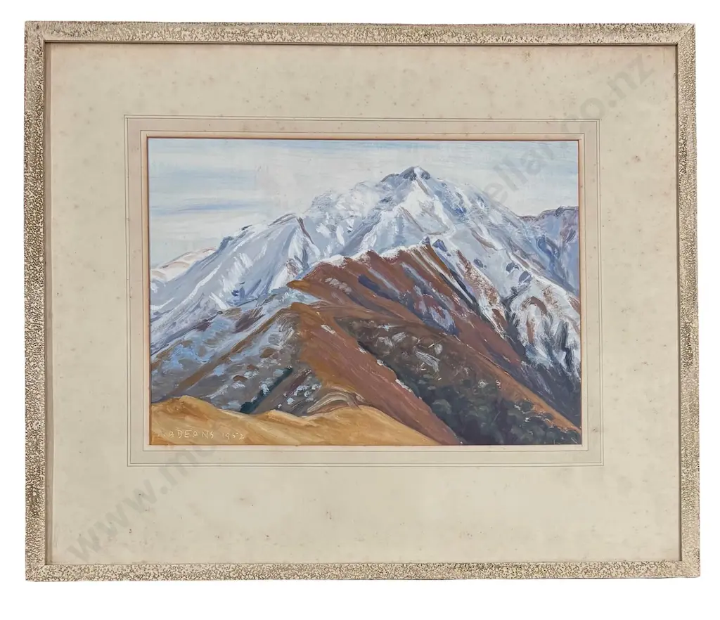 AA Deans - Snow Capped Mountains, oil on paper, 230x320mm Image 1++