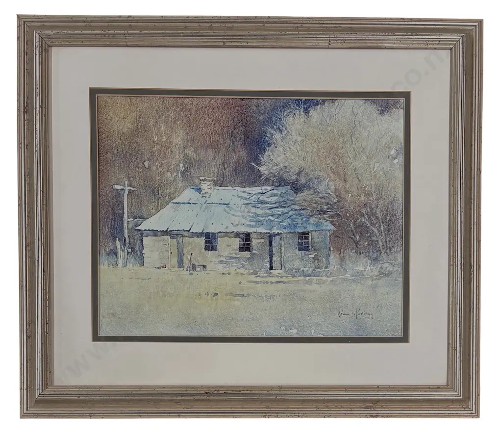 Brian Halliday - Cottage Scene, watercolour on paper, 350x440mm Image 1++