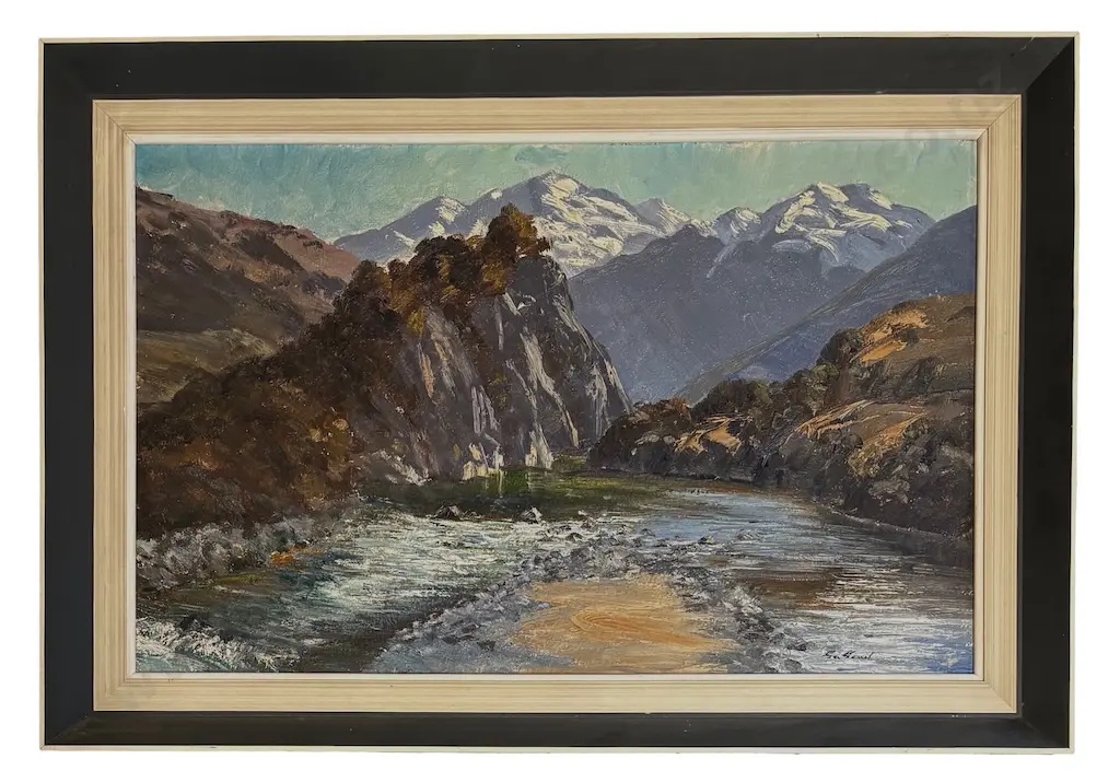 George Genet - Boyle River, Lewis Pass, oil on board, 345x550mm Image 1++