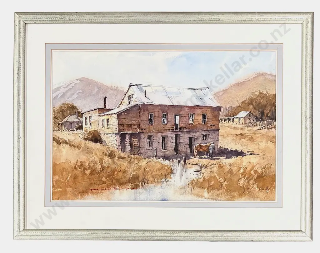 Garrick Tremain - Butler's Flourmill, Arrowtown, watercolour on paper, 350x540mm Image 1++