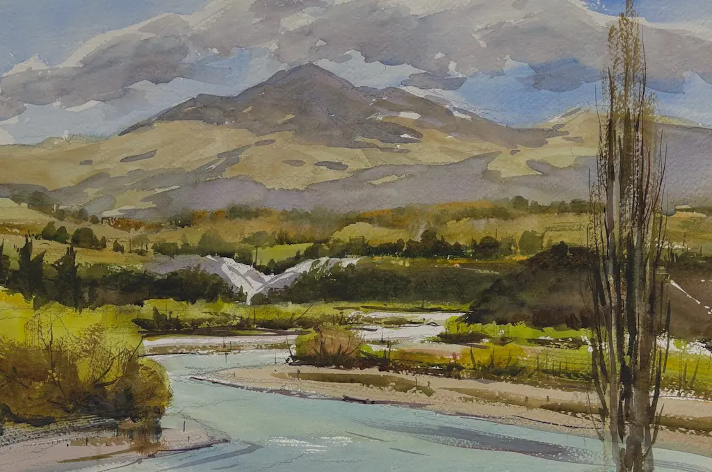 Garrick Tremain - Meandering River, watercolour on paper, 300x450mm Image 1++