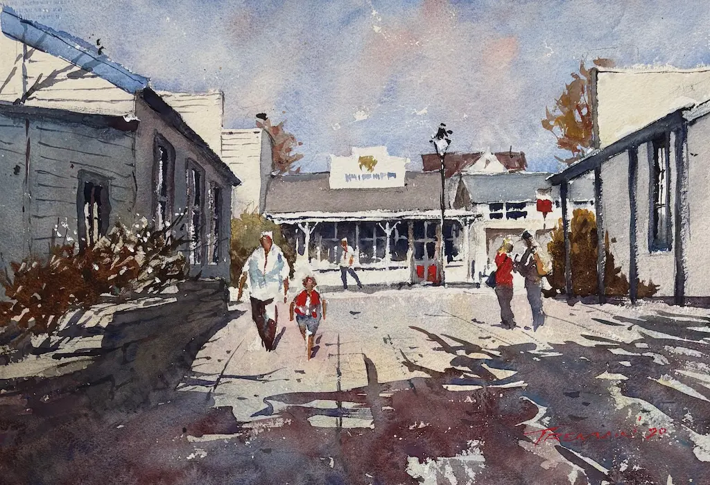 Garrick Tremain - Arrowtown, watercolour on paper, 270x370mm Image 1++