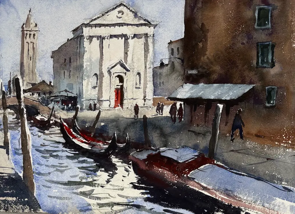 Garrick Tremain - Venice Scene, watercolour on paper, 270x370mm Image 1++