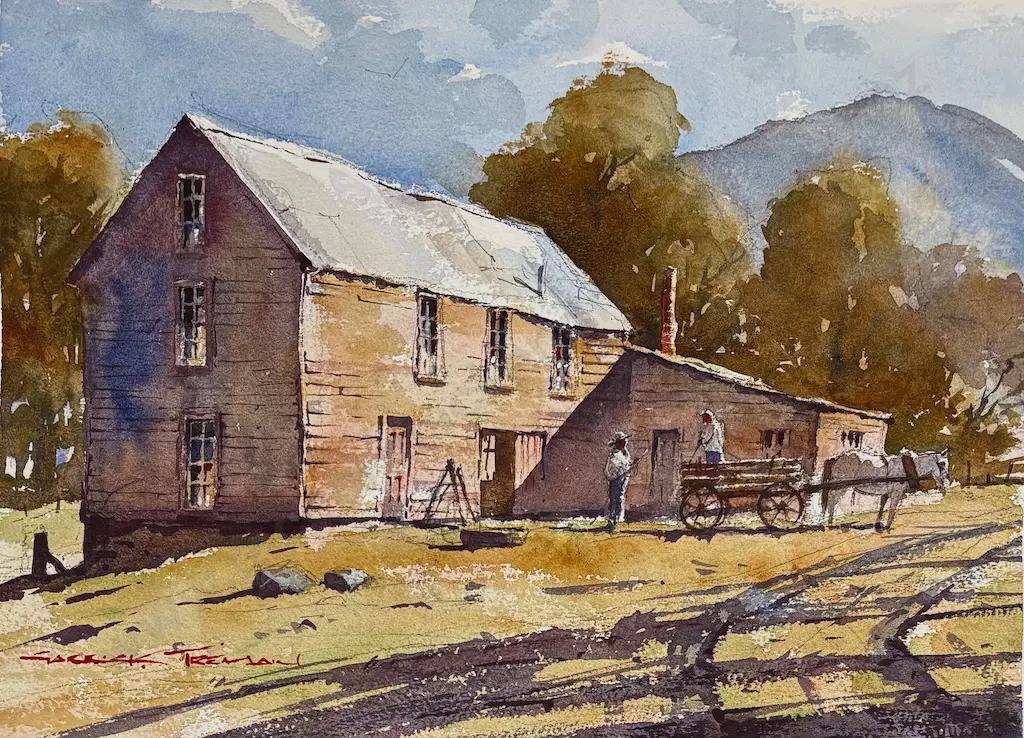 Garrick Tremain - Farm Building, watercolour on paper, 290x380mm Image 1++