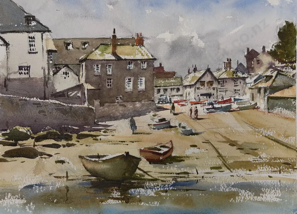 Garrick Tremain -  Fishing Village Boats on the Hard, watercolour on paper, 280x380mm Image 1++