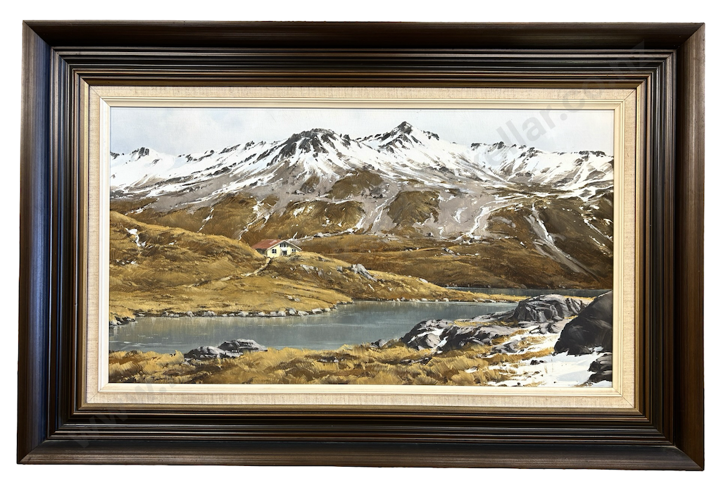 Graham Taylor - Lake Angelus and Hut, Nelson Lakes, oil on board, 40x620mm Image 1++