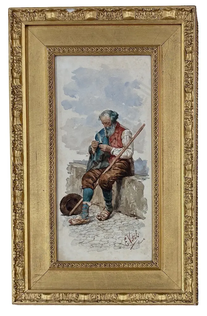 Eduard Vitali - Portrait Study, watercolour on paper, 350x160mm Image 1++