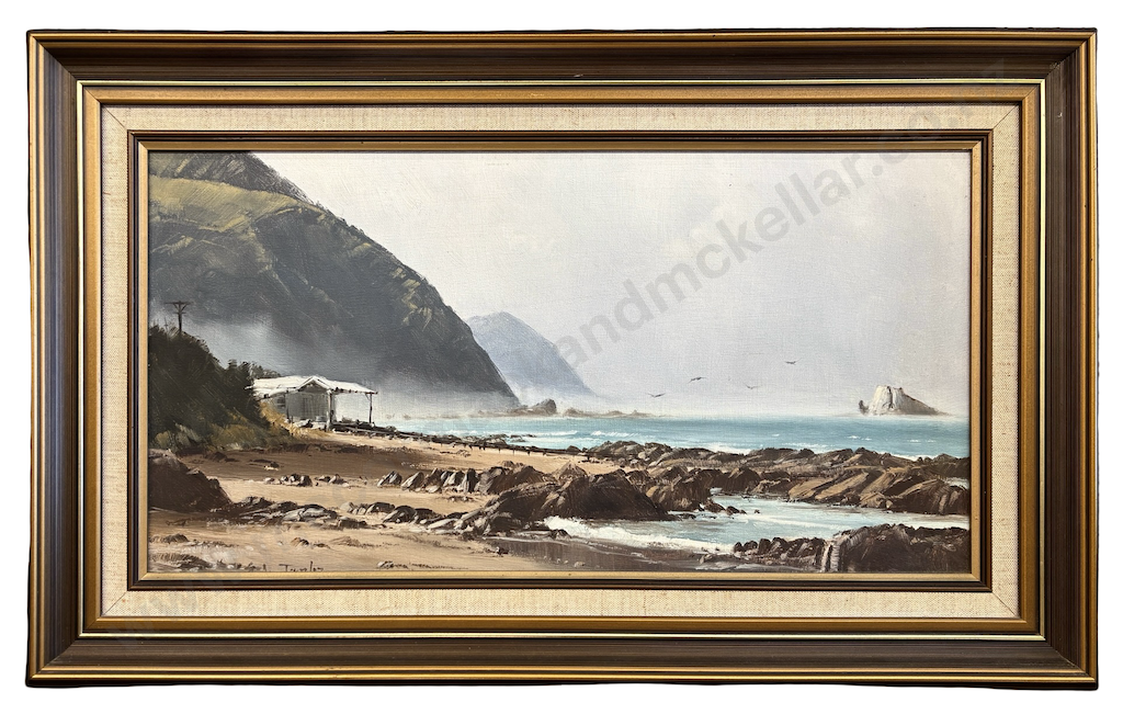 Graham Taylor - Fisherman's Shack, Kaikoura, oil on board, 240x470mm Image 1++