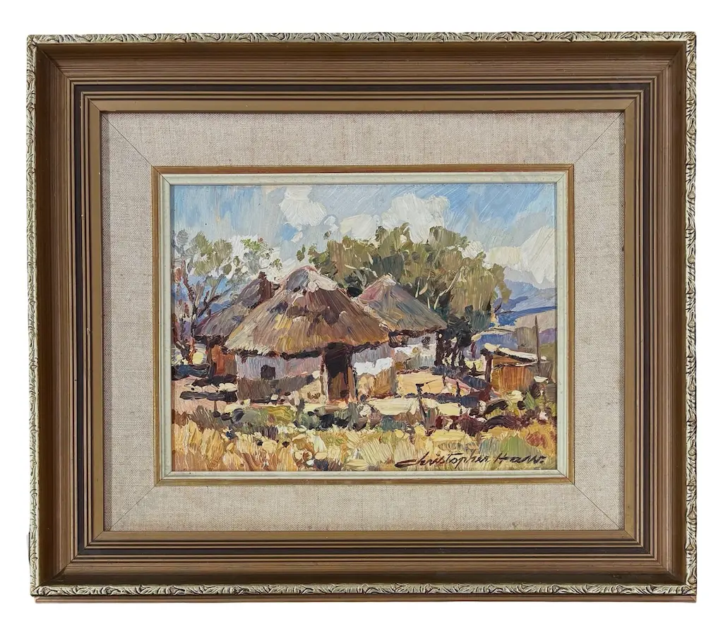 Christopher Haw - Thatched Huts, oil on board, 220x295mm Image 1++