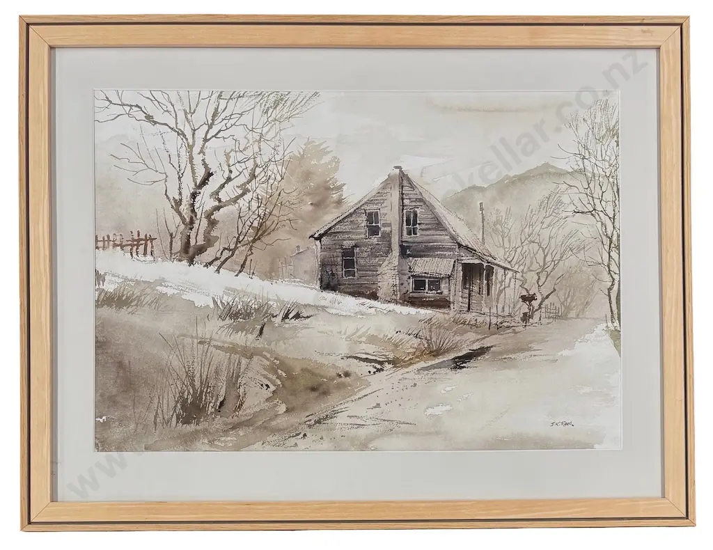 JK Reed - Farm Cottage, watercolour on paper, 380x550mm Image 1++