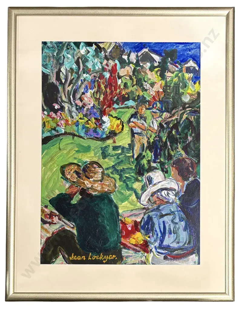 Jean Lockyer - Figures in the Garden, oil on paper, 670x470mm Image 1++